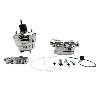 7" Dual Power Booster Chrome Master Cylinder for 4 Wheel Disc