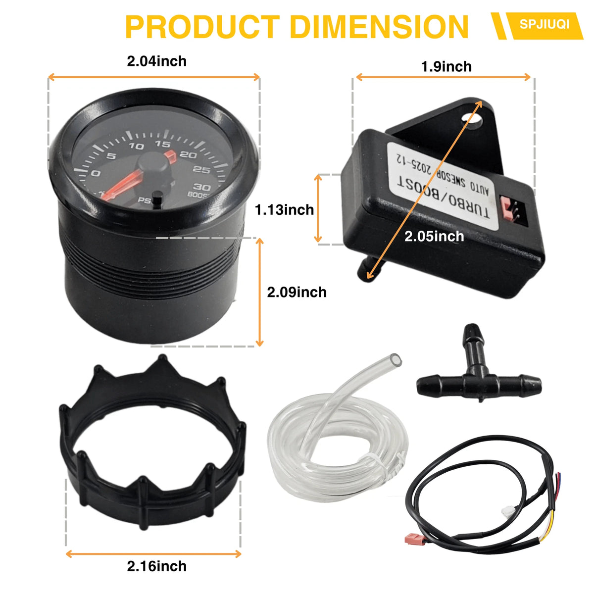 2" 52mm Boost Gauge Turbo Meter -30-30 PSI, 7 Colors