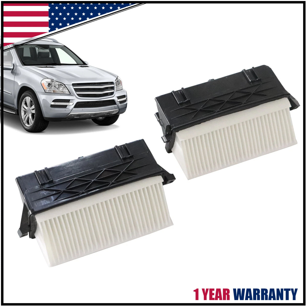 Set of 2 Air Filters for Mercedes GL350 ML350 S350 (3.0L V6) 6420940000
