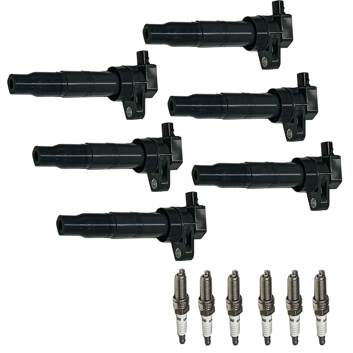 Set of 6 Ignition Coils & Iridium Spark Plugs for Hyundai Santa Fe, Kia K900, Azera (UF546)