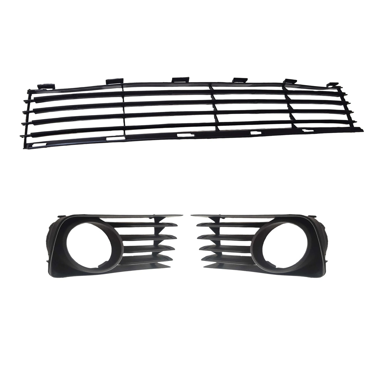 3X Front Bumper Grille & Fog Light Bezels with Hole for Toyota Prius (2004–2009)