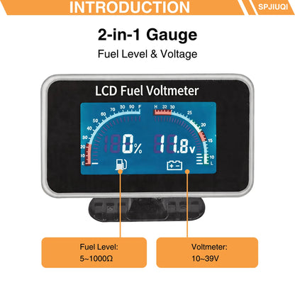 5 Pack Dual Function Gauge Kit for Universal Truck (Fuel Level + Voltmeter)