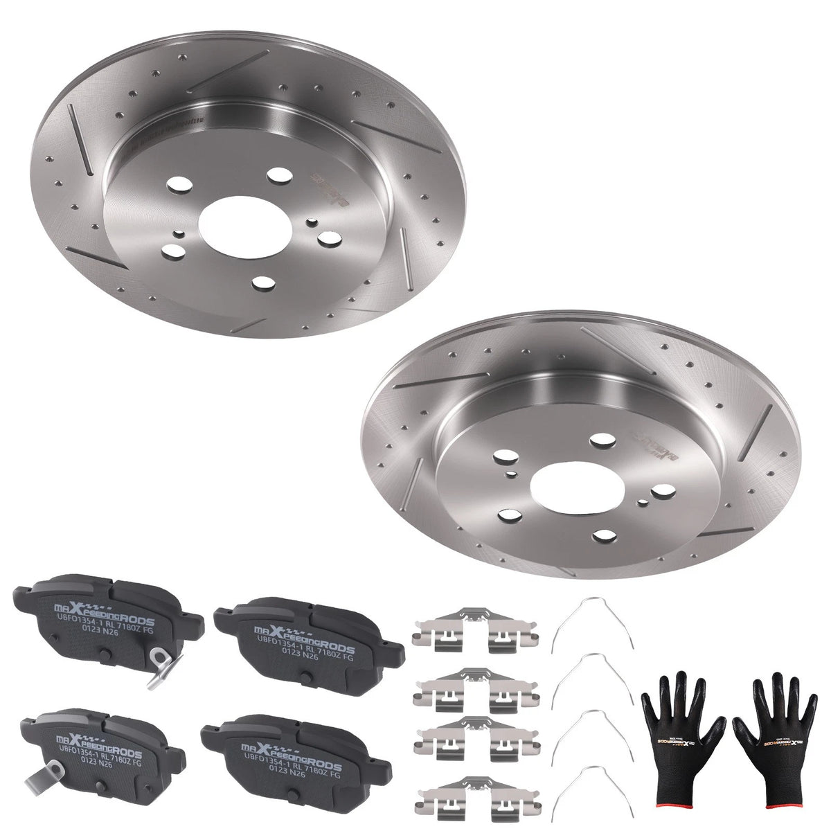 Set of 2 Rear Brake Rotors & Ceramic Pads for Toyota Prius Plug-In (2012–2015) D1423