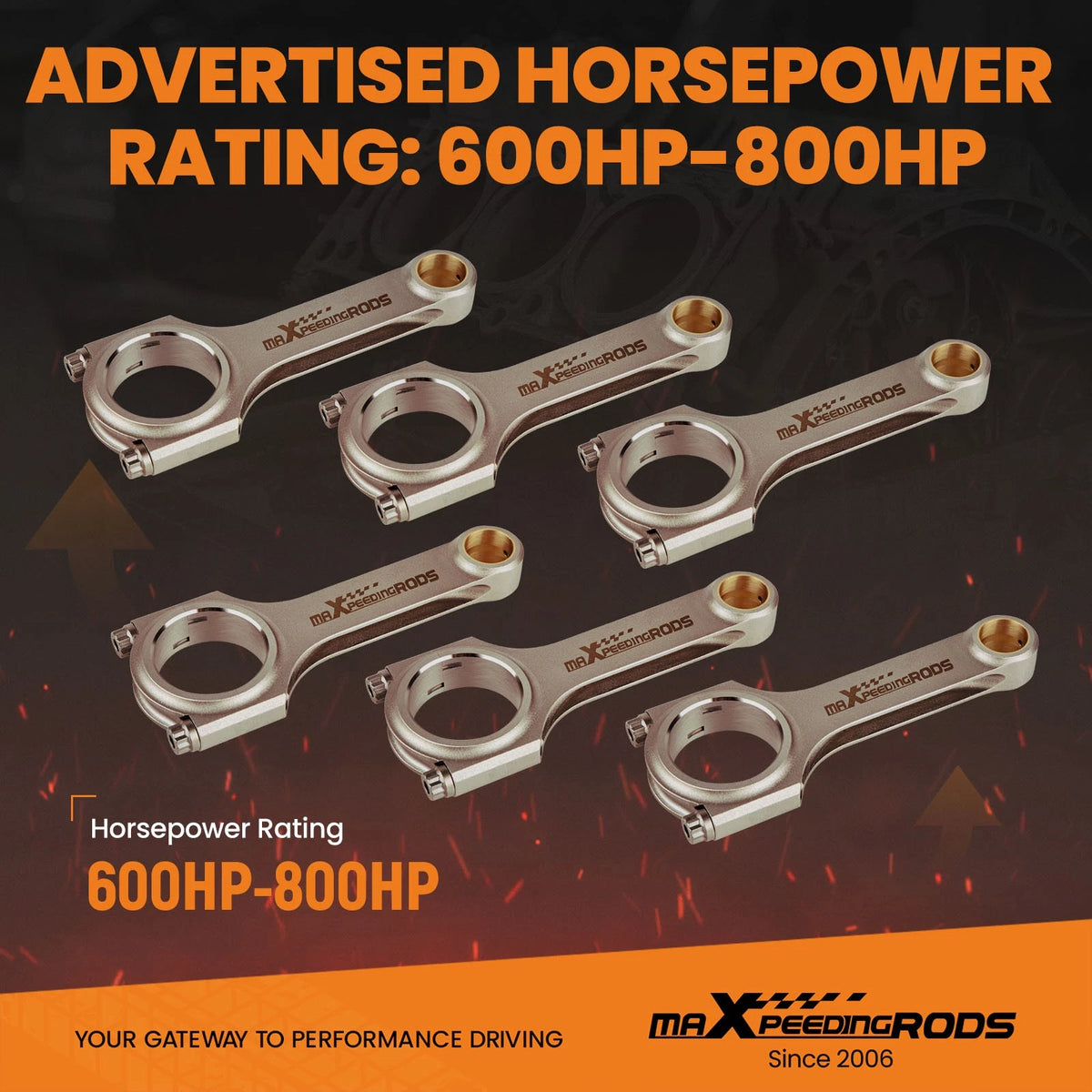 Forged H-Beam Connecting Rods with ARP Bolts for Toyota 2JZ Supra (1993–2002)