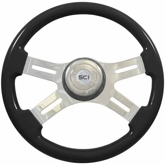 16 Inch Chrome 4 Spoke Steering Wheel for Universal Fit (16-Inch)