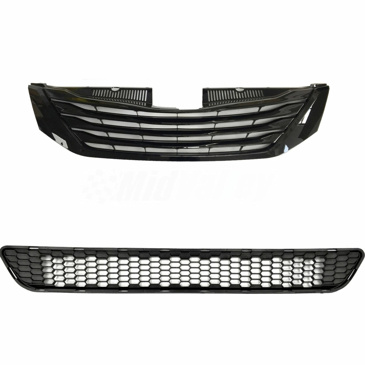 Set of 2 Upper & Lower Black Grille for Toyota Sienna (2011–2017) TO1200332 TO1036120