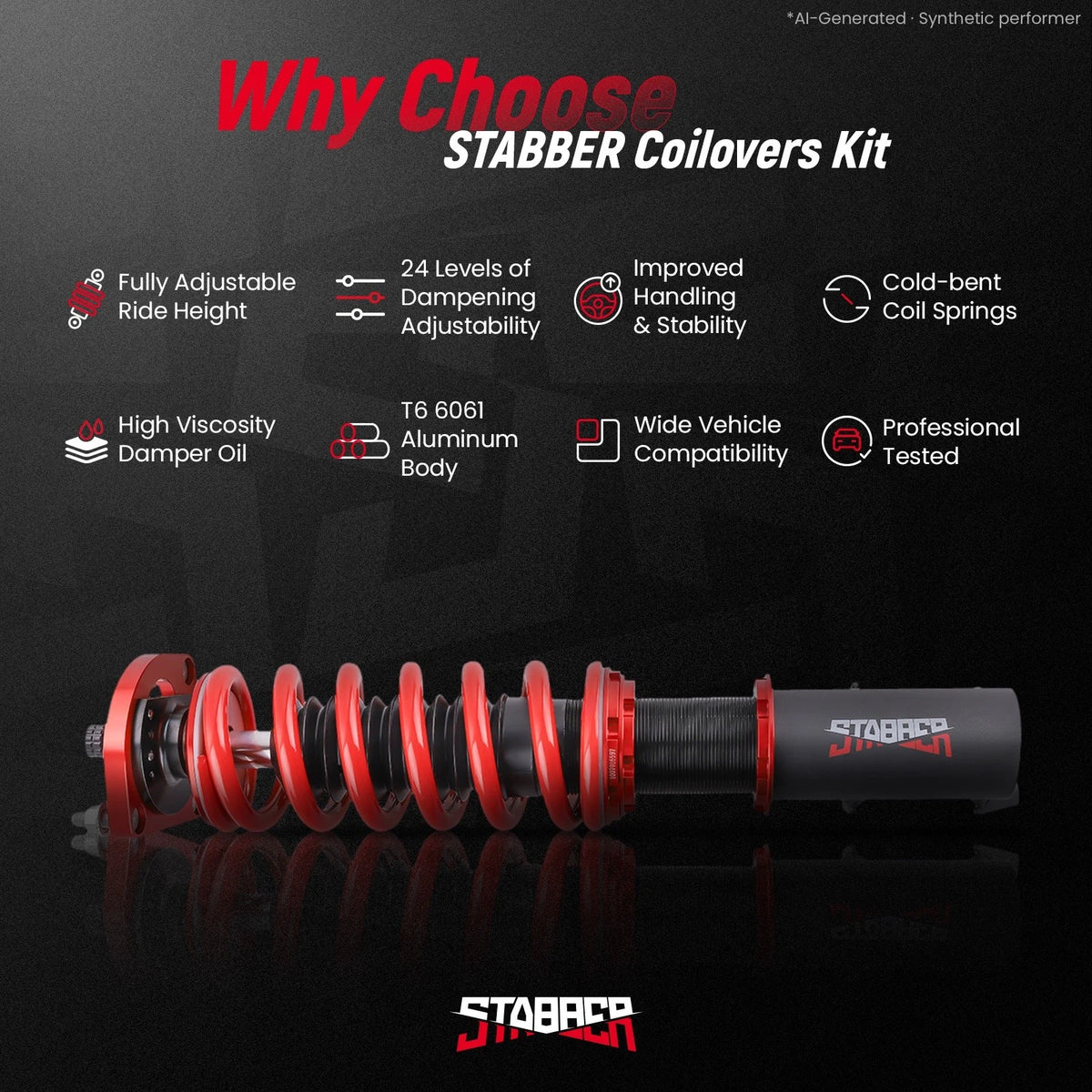 STABBER Racing Coilover 24 Way Damper Adjustable Strut for Ford Mustang GT (1994–2004)