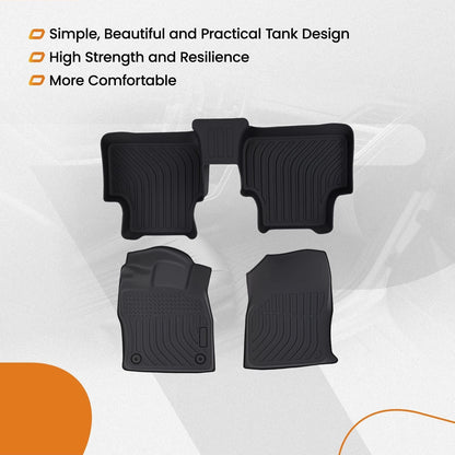 Set of 4 Black TPE All Weather Floor Mats for Volkswagen Jetta (2019–2024)