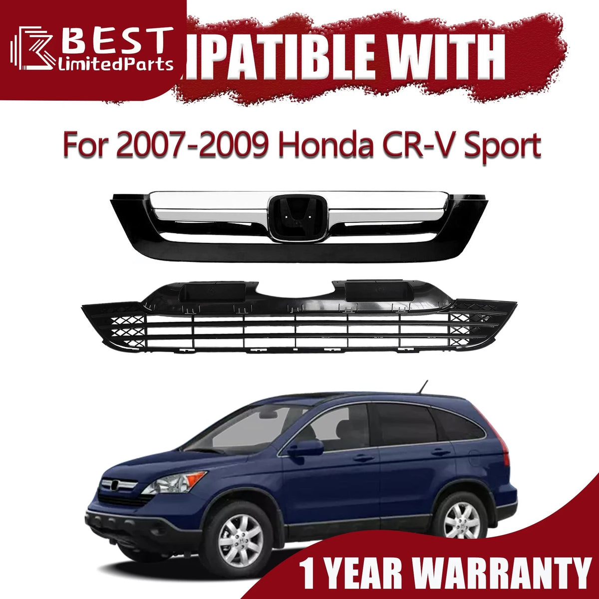 Chrome Bumper Grille for Honda CR-V (2007–2009) 71128SWNH01ZA