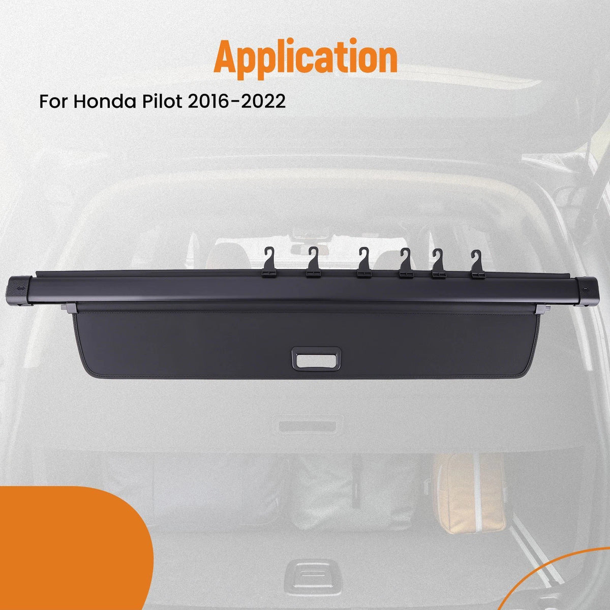 Retractable Cargo Cover for Honda Pilot (2016–2022) Black Waterproof