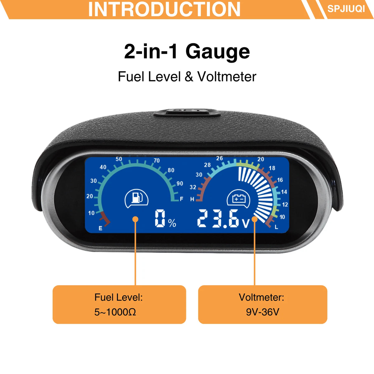 2-in-1 Dual Gauge Kit Fuel Level Meter & Voltmeter for Universal Fit (2010–2023)