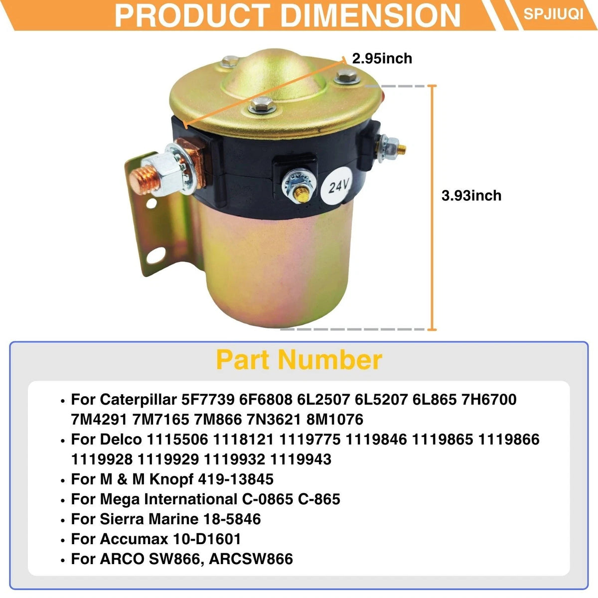 24V 1000A Heavy Duty 4-Term Solenoid for (1119865, 8M1076, 1119932, 7N3621, 7M866)