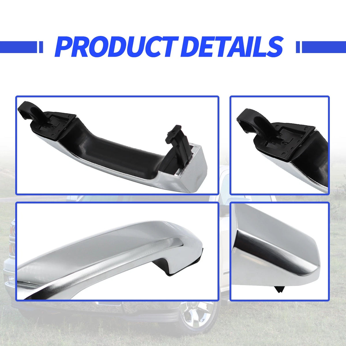 Exterior Door Handle for Chevrolet Silverado 1500 (2014–2019) Chrome Rear