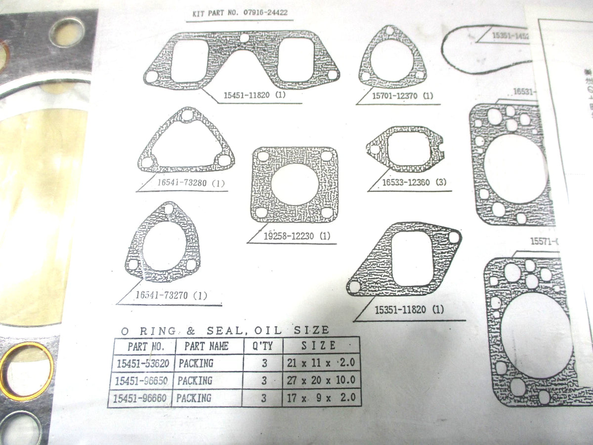 Upper Gasket Kit for Kubota D3200 (07916-24422)