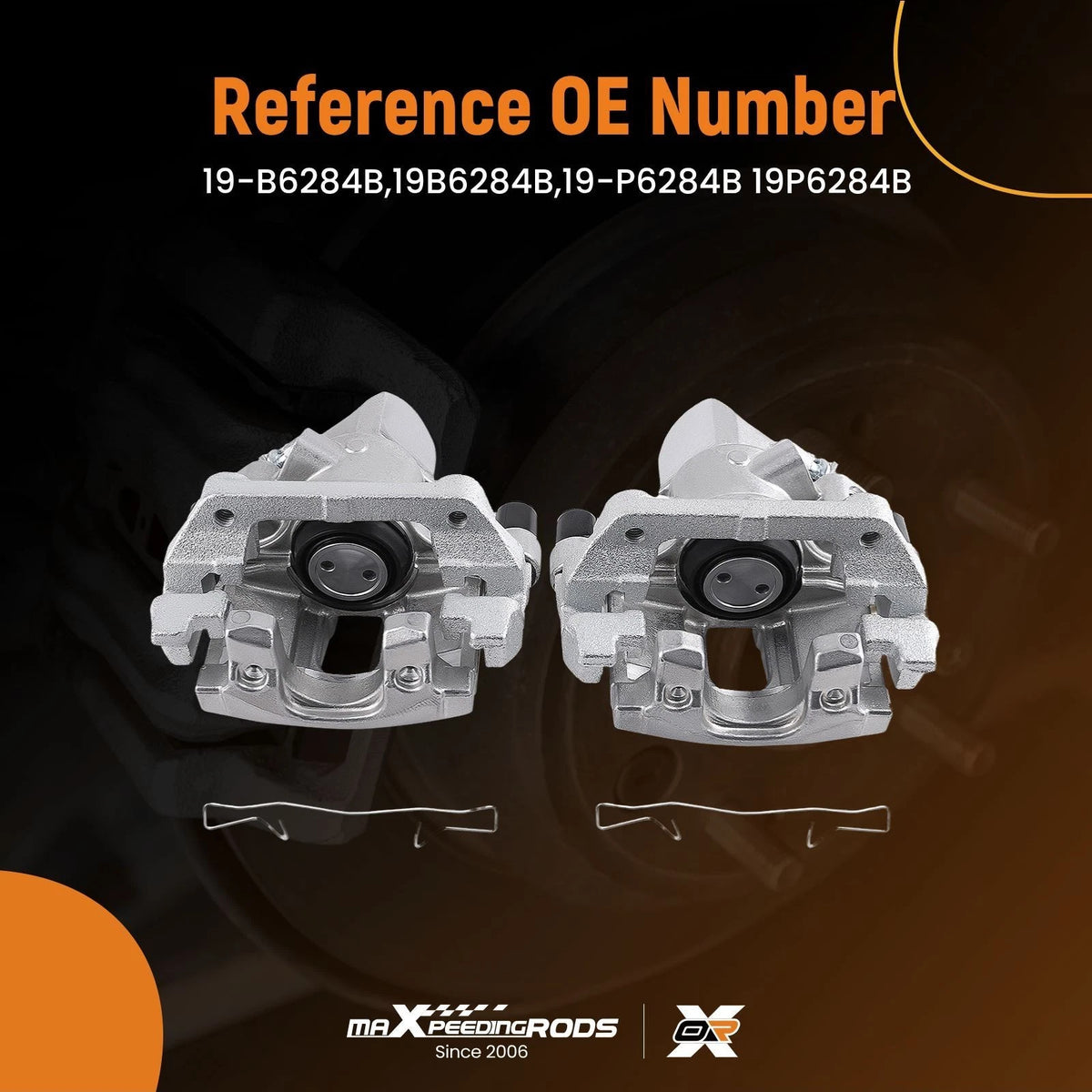 Pair Rear Brake Calipers w/ Bracket for Ford Focus (2012–2018)