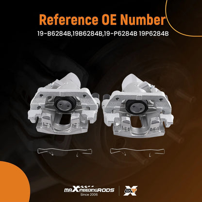 Pair Rear Brake Calipers w/ Bracket for Ford Focus (2012–2018)