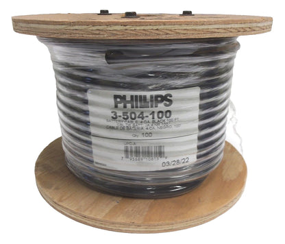 3X 4 Gauge Black Battery Cable for Phillips (100 ft) #4 Wire Spool
