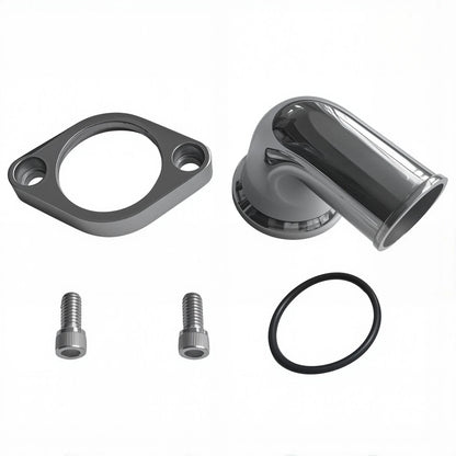 Polished 90° Swivel Water Neck Thermostat Housing for Chevy SBC BBC (327–454)