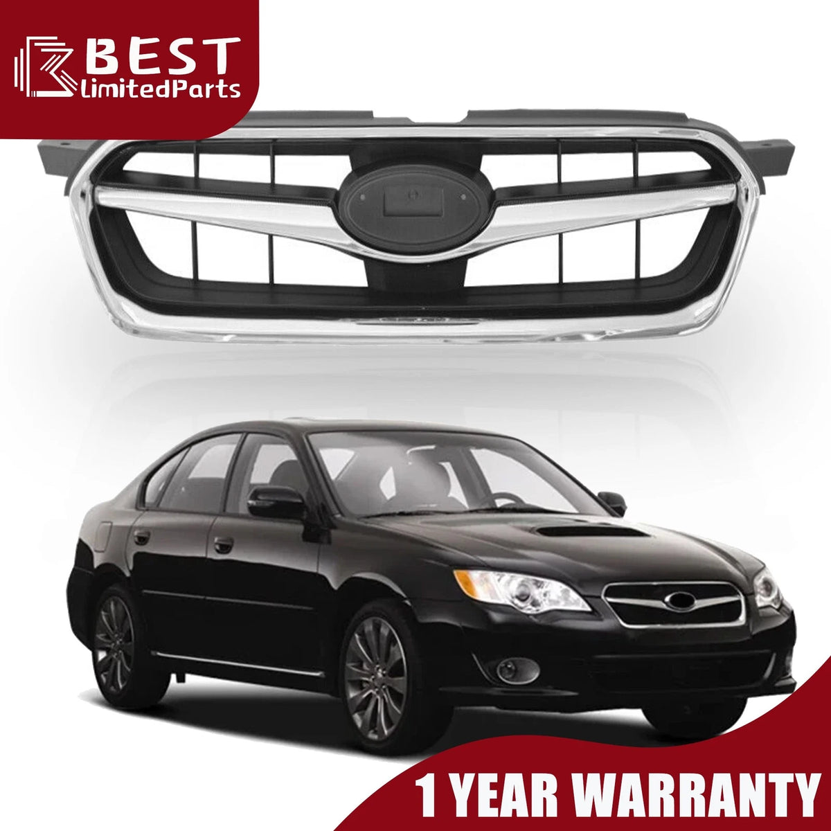 Front Bumper Grille Assembly for Subaru Legacy (2008–2009) Chrome