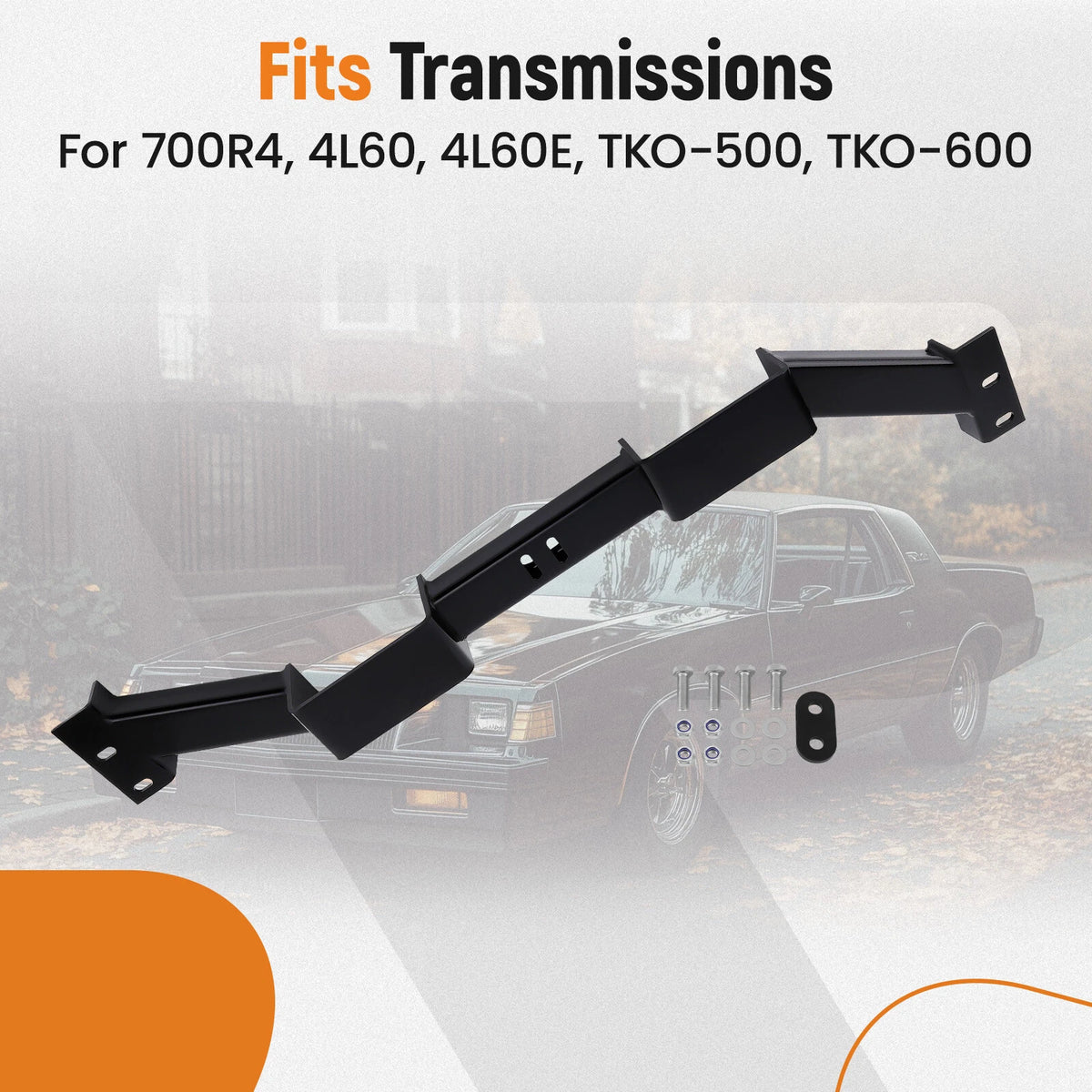 Black Double-Hump Transmission Crossmember for Chevy Monte G-Body (1978–1988) GM-2