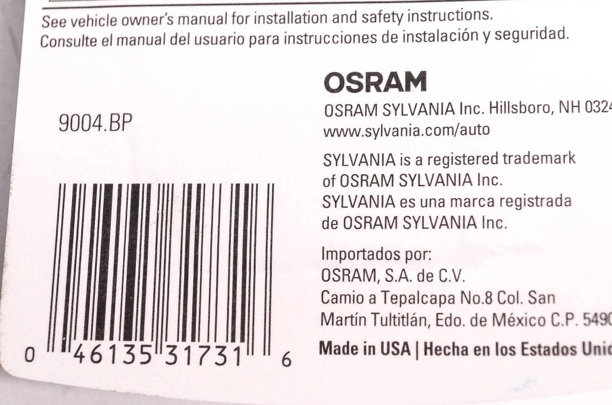 Sylvania 9004.BP Headlight for (NOS)