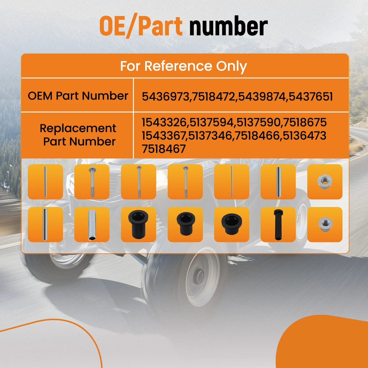 Rear Suspension Bushing Kit for Polaris Scrambler 850 1000 Sportsman 550 (2010–2019)