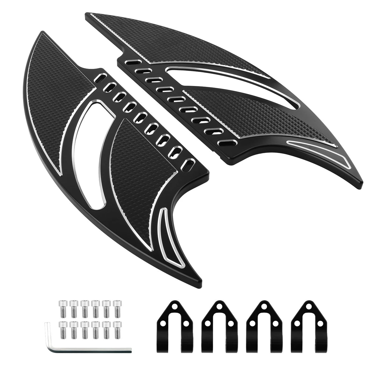 Black Driver Floorboards Foot Pegs for Harley Road Glide FLTR, FLTRX (1986–Present)