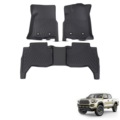 Set of 4 Carpet Floor Mats for Toyota Tacoma Double Cab (2018–2023) TPE Black