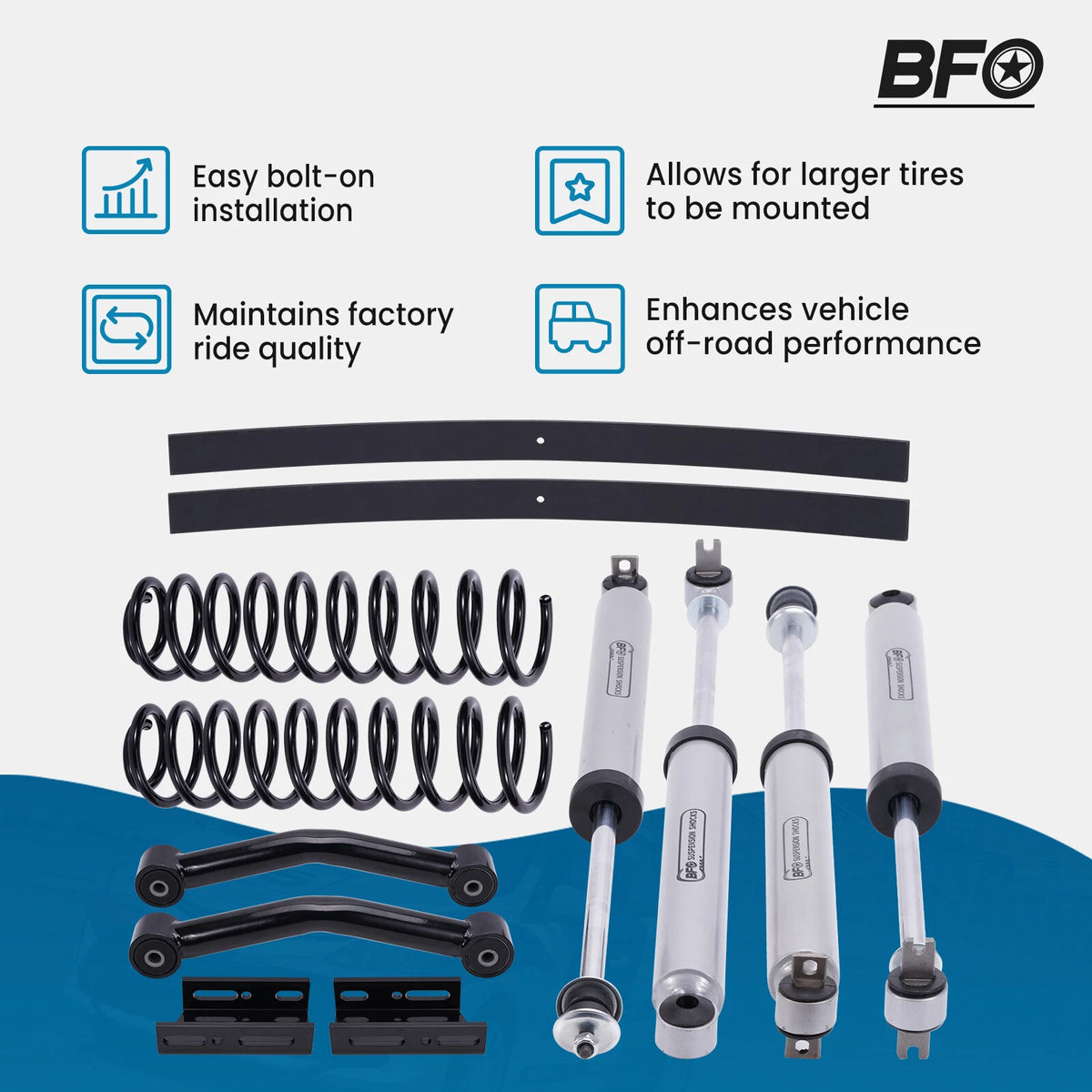 3" Lift Kit for Jeep Cherokee XJ 2WD 4WD (1984–2001) Coil Springs + Shocks