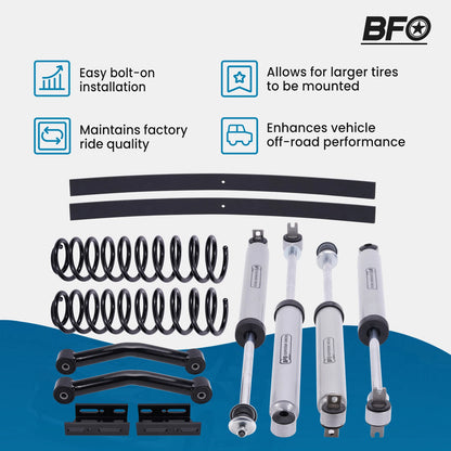 3" Lift Kit for Jeep Cherokee XJ 2WD 4WD (1984–2001) Coil Springs + Shocks