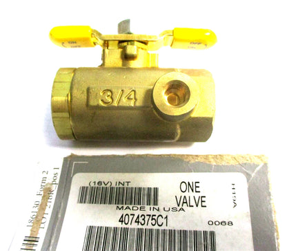 3/4" Ball Valve with Handle for International IC Bus (4074375C1)