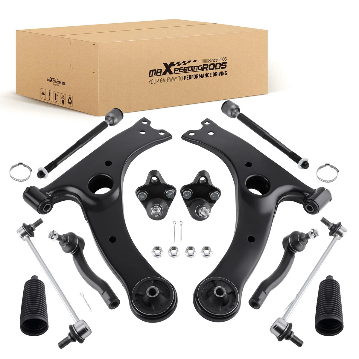 12x Front Lower Control Arms w/Ball Joint Tie Rod for Toyota Corolla (2003–2008)