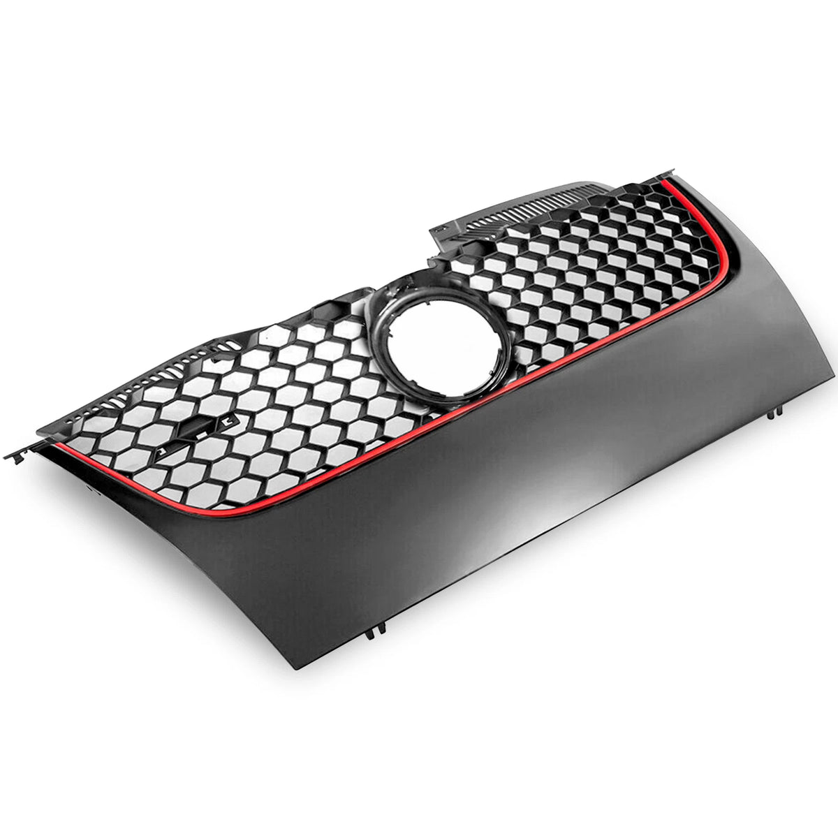 Upper Hex Mesh Grille for VW Mk5 Jetta/GLI/GTI (2006–2009) - Matte Black Red Trim