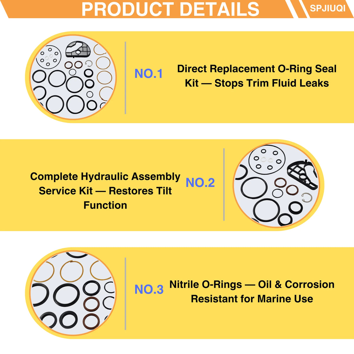 Trim and Tilt O-Ring Seal Rebuild Kit for Johnson Evinrude V4 V6 (0434519, 0778218)