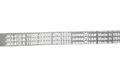 Set of 4 Serpentine V-Ribbed Belts for Goodyear JK4-412-A, 11950-0B000