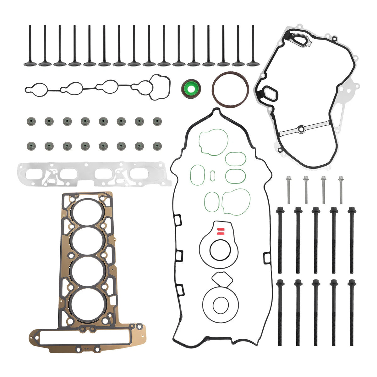Head Gasket & Intake Exhaust Valves & Bolts Set for Chevy Equinox (2010–2013)