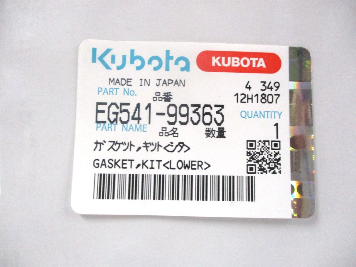 Lower Gasket Kit for Kubota WG2503 (OEM EG541-99363)