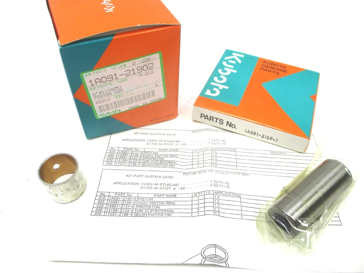 Piston and Ring Kit +0.25mm Oversize for Kubota V2403 D1703 (07916-24780)
