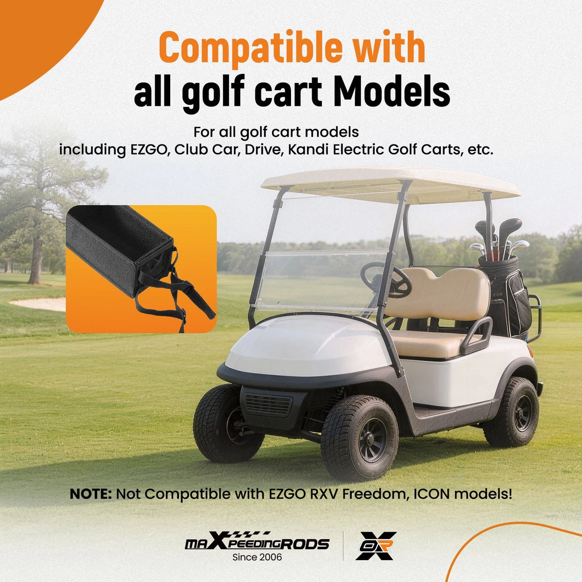 Front Basket Organizer for EZGO Club Car Yamaha Golf Cart (Adjustable, 4 Straps)