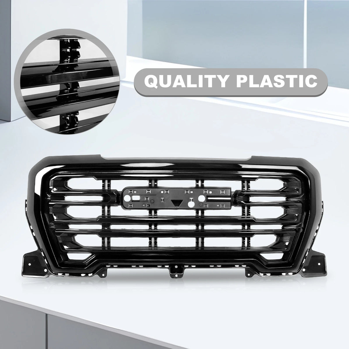 Front Upper Grille Gloss Black for GMC Sierra 1500 (2019–2021)