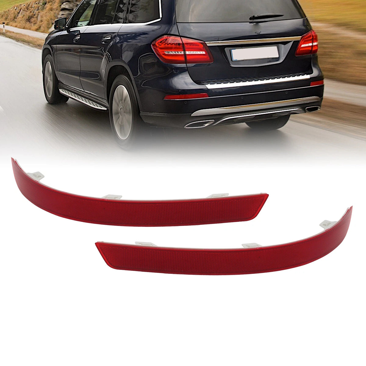 Set of 2 Rear Bumper Reflector Lights for Mercedes Benz X166 GL (2013–2016)