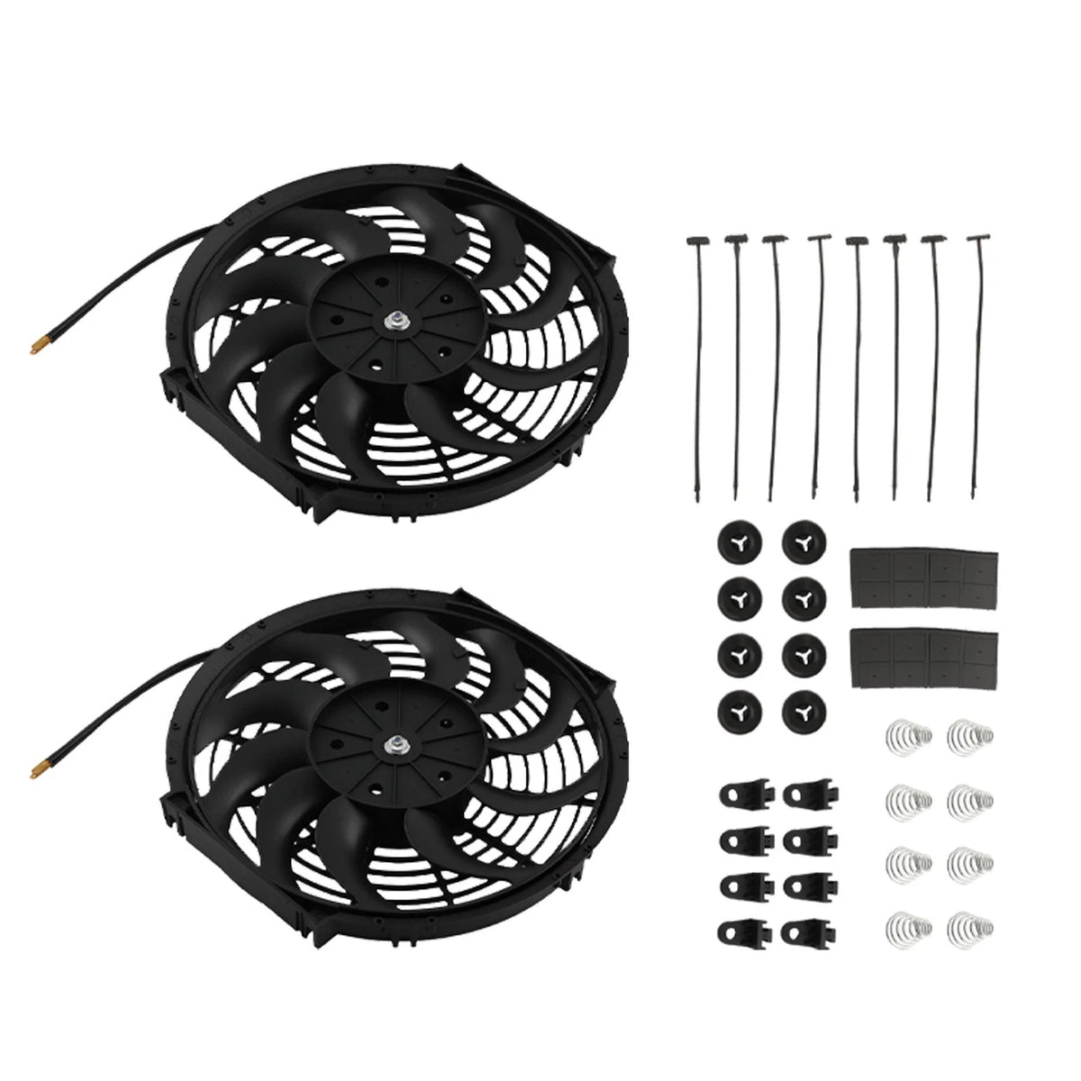 2X 12 Inch Slim Cooling Fan 1730CFM for Universal Radiator Black