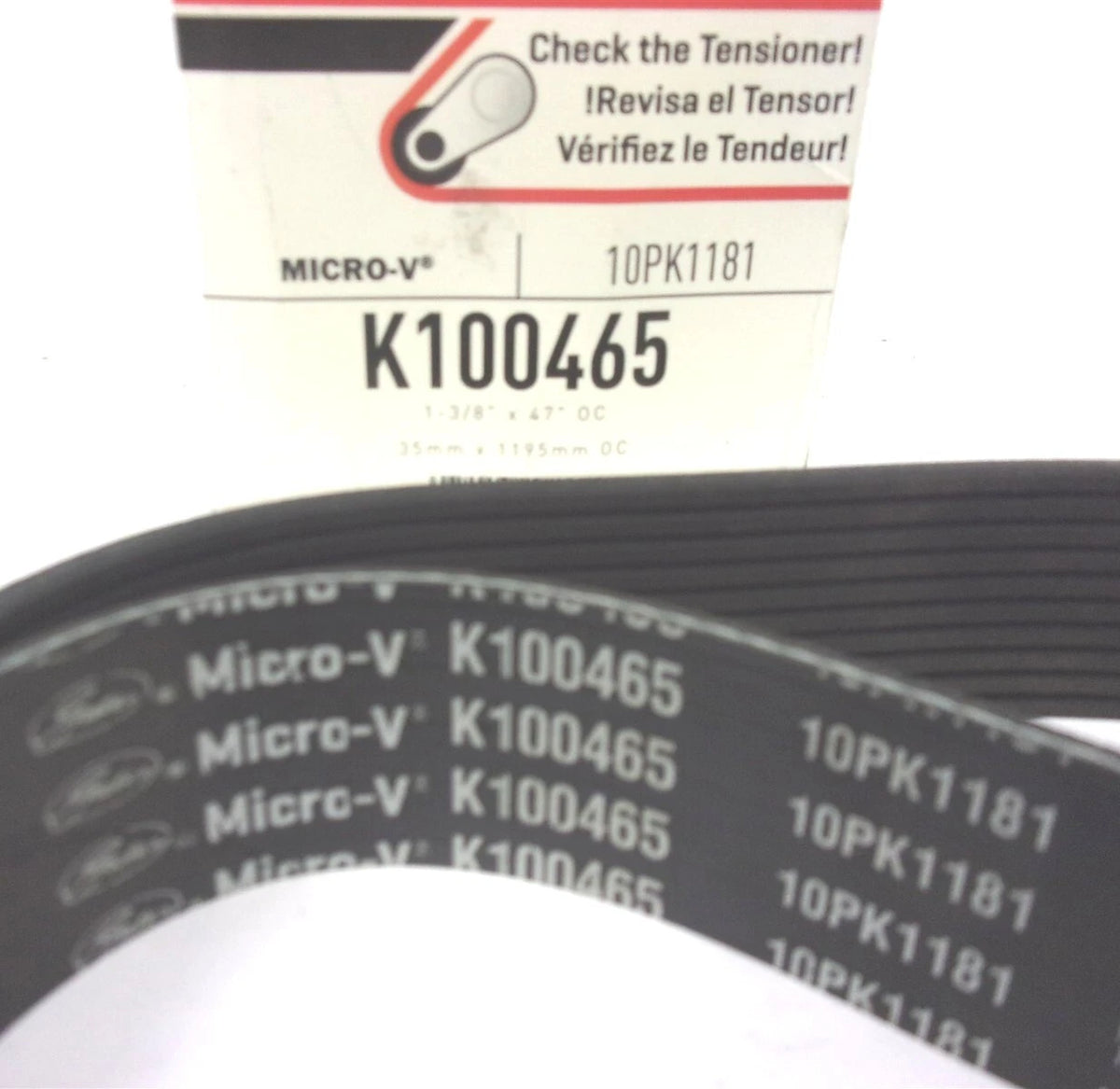 Gates Serpentine Micro-V Belt 10PK1181 for K100465 (47" x 1-3/8")