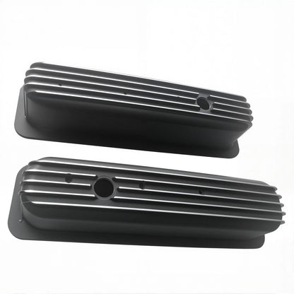 Tall Aluminum Finned Valve Covers for Chevy 350 383 Vortec (E41021BK)