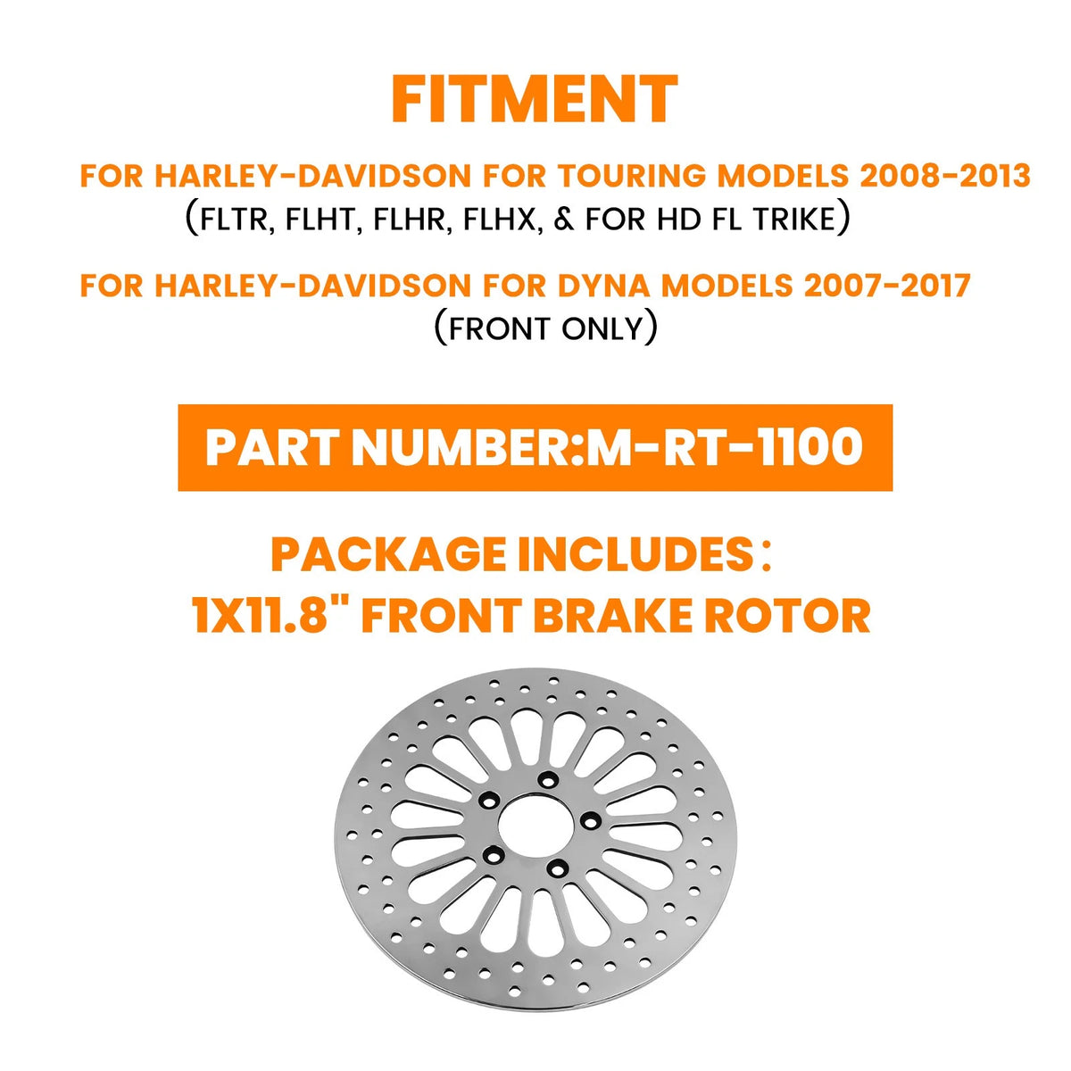 Front Brake Rotor Disk 11.8" Stainless Steel for Harley Touring Dyna