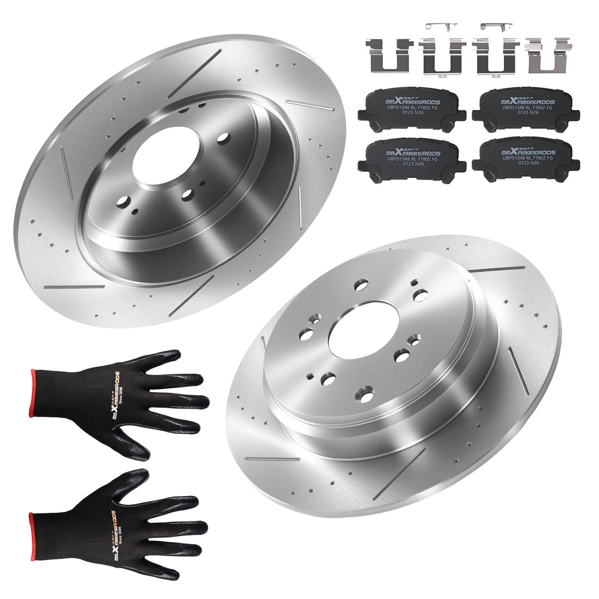 Rear Brake Rotors & Ceramic Pads Kit for Acura MDX (2007–2013), Honda Pilot (2009–2014)
