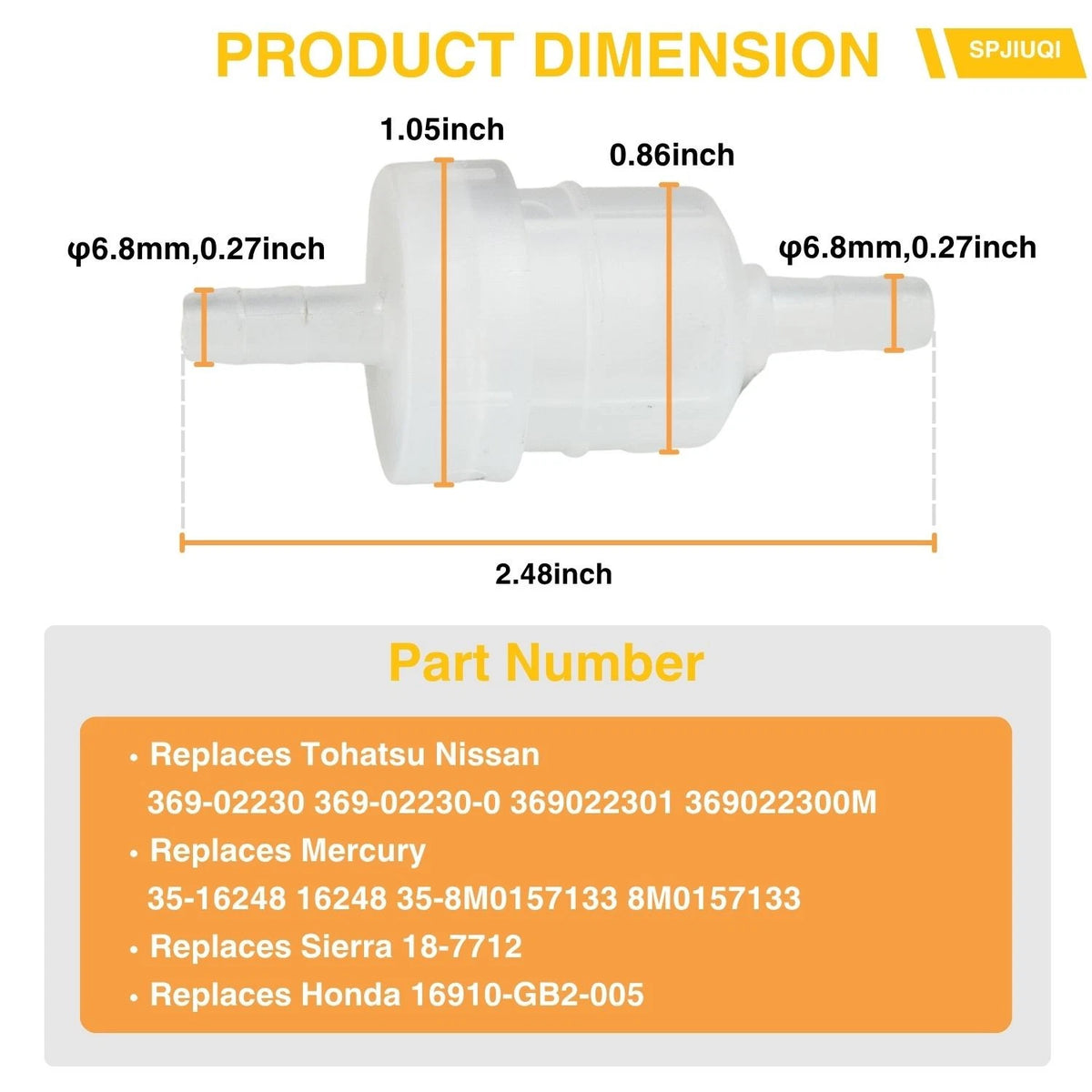 Inline Fuel Filter Strainer for Mercury 4-40HP Outboard (35-16248)