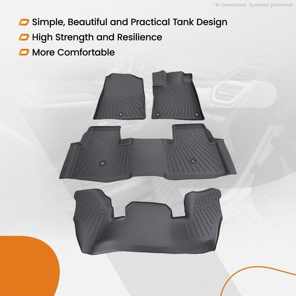 Set of 4 TPE All Weather Carpet Floor Mats for Honda Pilot (2023–2025)