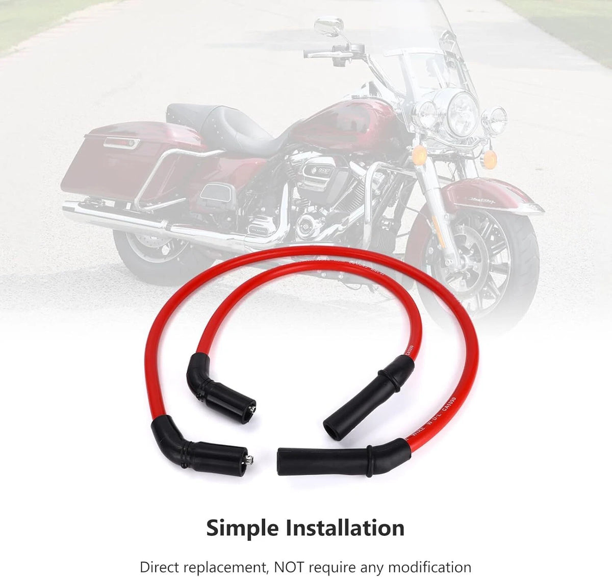 10mm Red Silicone Spark Plug Wires for Harley H-D FLT FLHT FLHR FLTR (2009–2015)