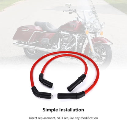 10mm Red Silicone Spark Plug Wires for Harley H-D FLT FLHT FLHR FLTR (2009–2015)